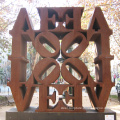 Famous large art craft rusty metal statue garden corten steel love sculpture